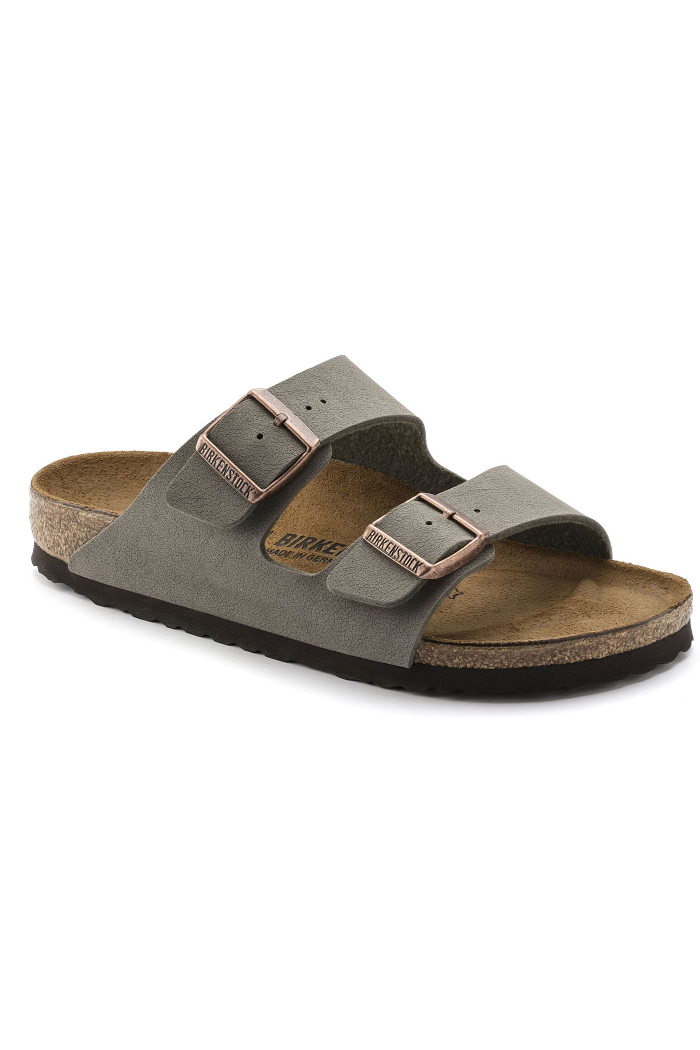 Birkenstock Arizona Birkibuc Regular Width in Stone