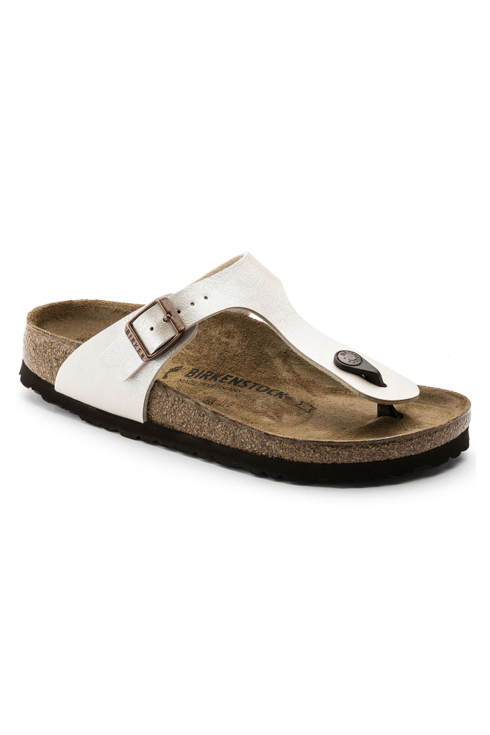 Birkenstock Gizeh Birko-Flor Narrow Width in Graceful Pearl White