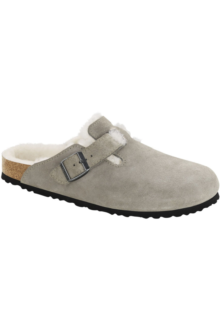 Birkenstock Boston Shearling Narrow Width in Stone Coin