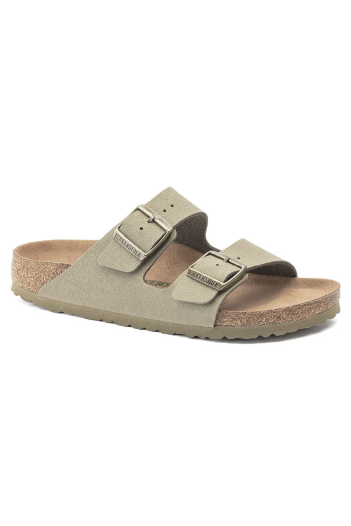 Birkenstock Arizona Vegan Birkibuc Regular Width in Khaki