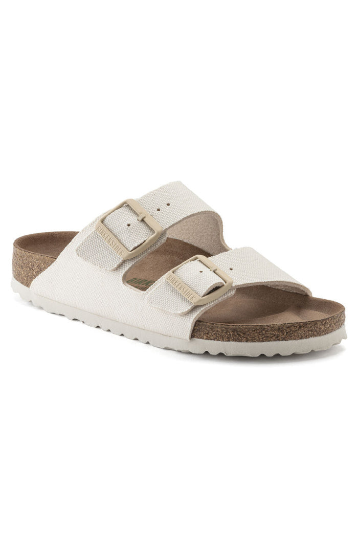 Birkenstock Arizona Rivet Logo Vegan Medium/Wide Width in Eggshell