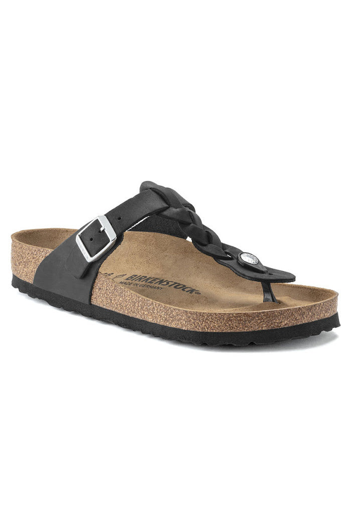 Birkenstock Gizeh Braided Medium Wide Width in Black