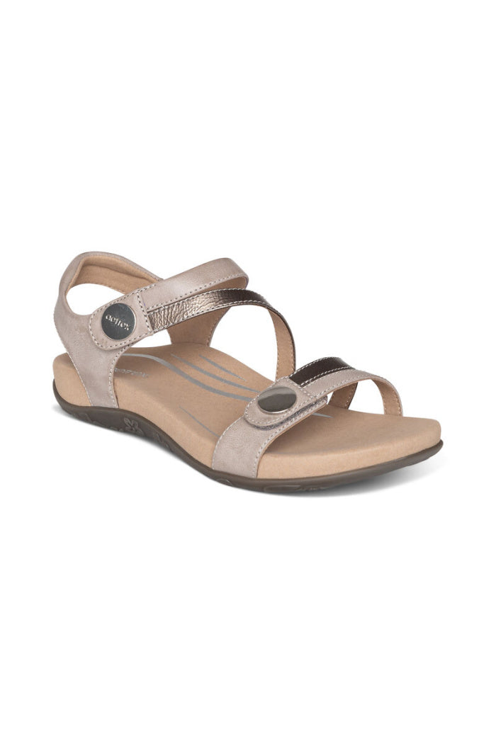 Aetrex Jess Adjustable Quarter Strap Sandal in Smoke