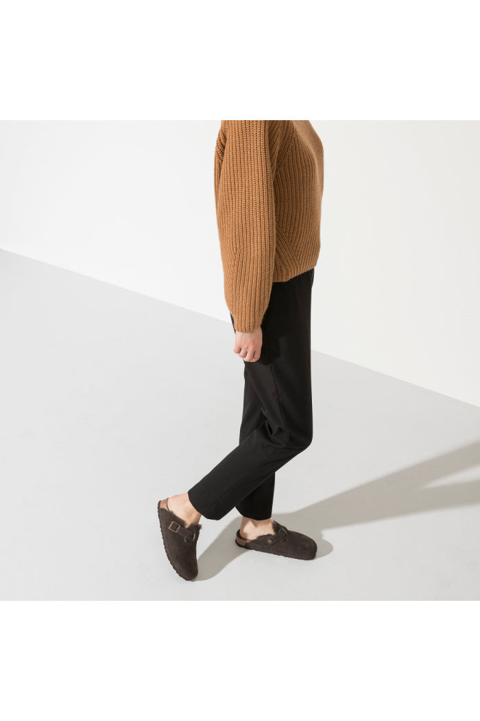 BIRKENSTOCK  BOSTON SHEARLING IN MOCCA SUEDE NARROW/MEDIUM WIDTH