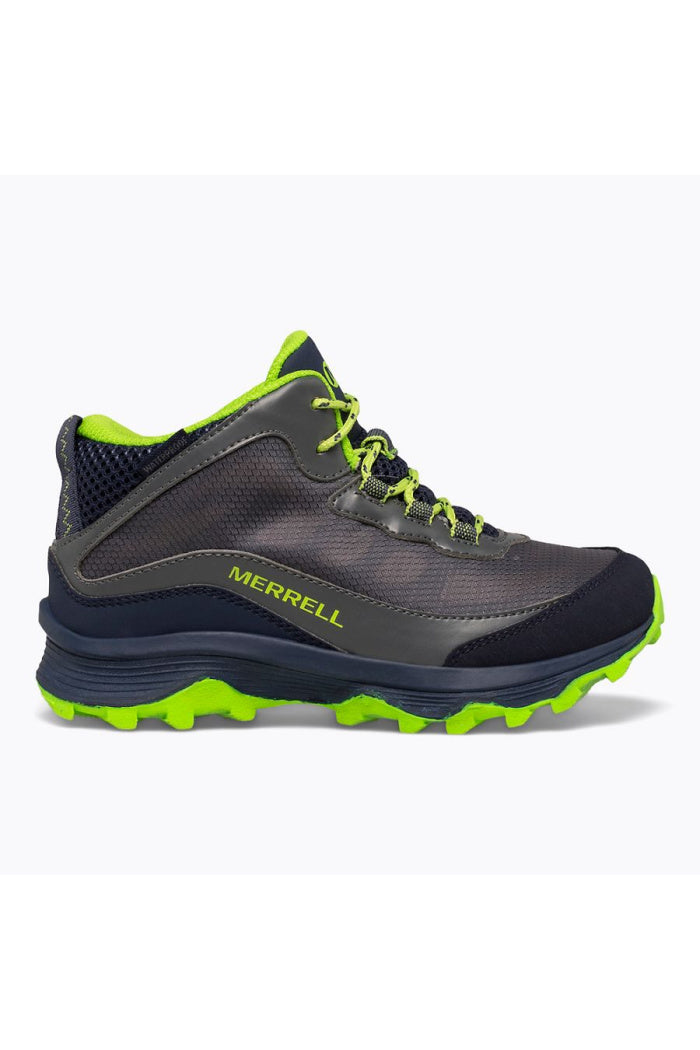 Big Kid's Moab Speed Mid Waterproof in Black Green Lime