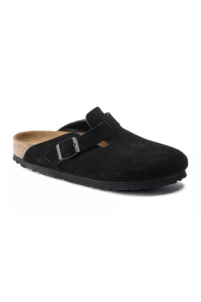 Birkenstock Boston Suede Soft FootbedRegular Width in Black