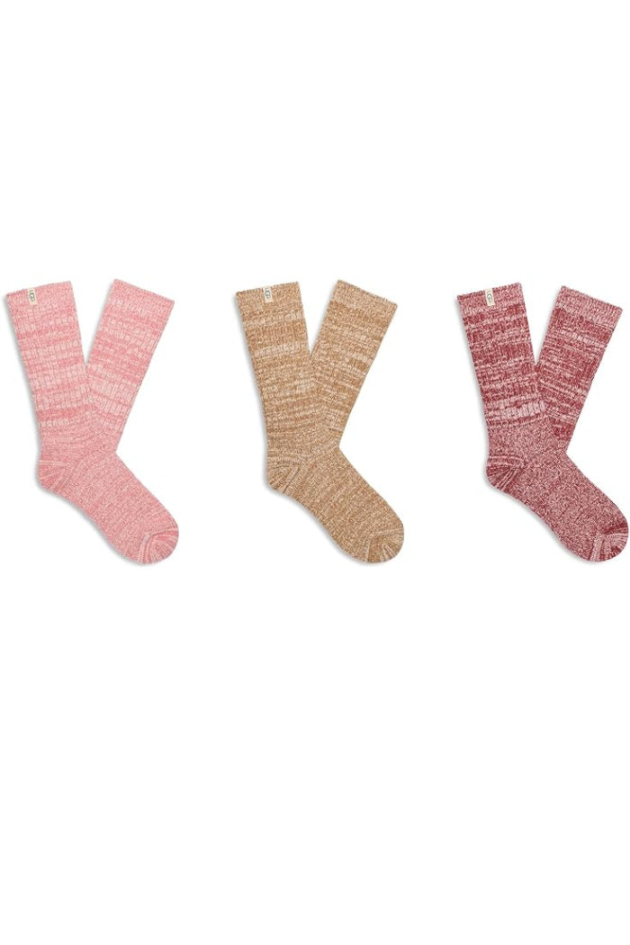 UGG WOMENS RIB KNIT SLOUCHY SOCK 3 PACK