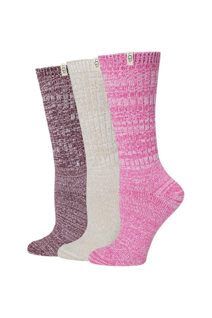 UGG WOMENS RIB KNIT SLOUCHY SOCK 3 PACK