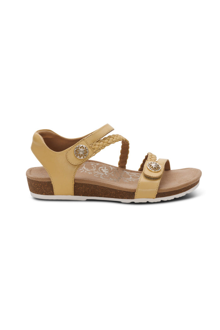 Aetrex Jillian Braided Quarter Strap Sandal in Walnut